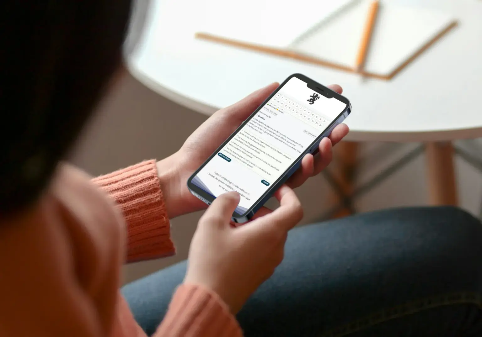 Candidate using Data Cert Prep on mobile